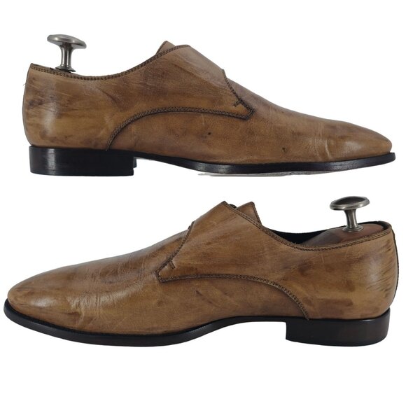VINTAGE More by Mauri Italy Dress Shoes Men's 10 Patina Brown Monk Strap Loafers - Picture 6 of 10